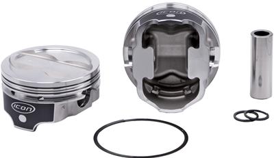 ICON IC9965KTD.030 FHR Piston - Chevy 383, 6.00 Rod, +18cc Dish 4V Kit with Rings