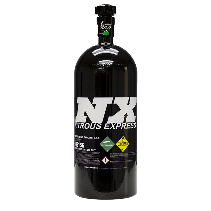Nitrous Express 11100B-6 Nitrous Oxide Bottle, 10lb - Lightning 500 Valve, -6AN, Black