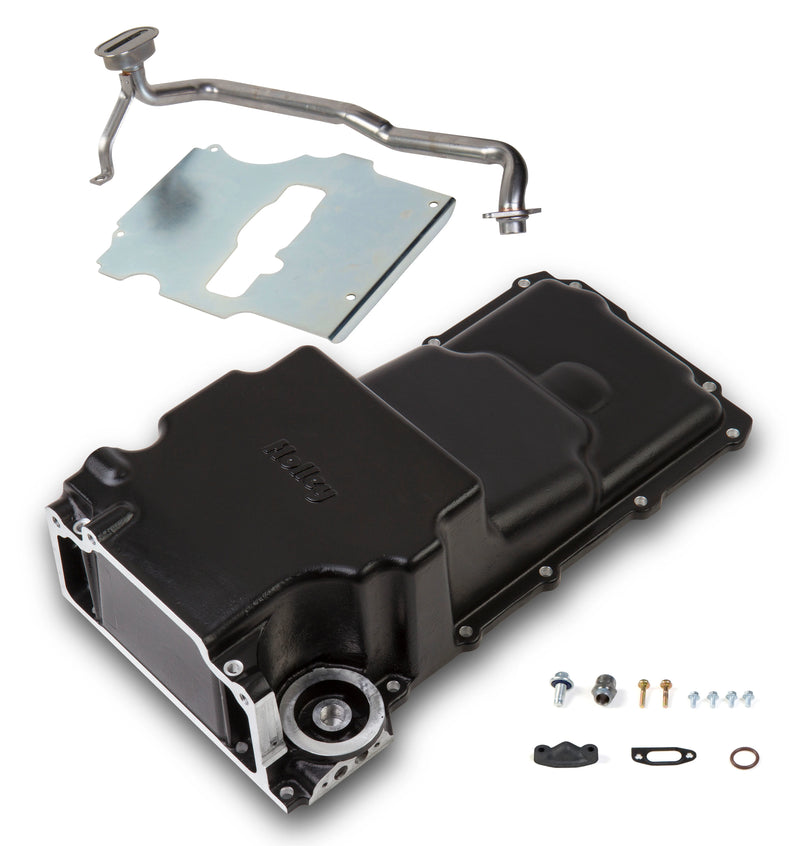 Holley 302-2BK GM LS Swap Oil Pan - Black, Additional Front Clearance