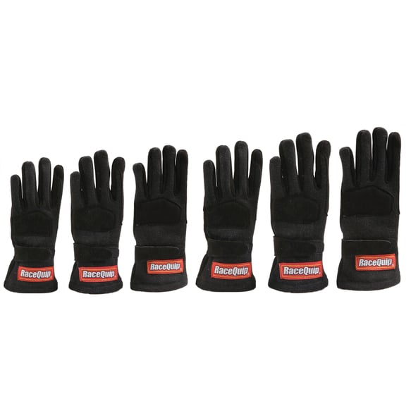 RaceQuip 3550093RQP 355 Series 2-Layer Nomex Race Gloves, Black - Kids Medium