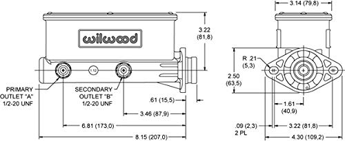Wilwood Aluminum Tandem Master Cylinders 260-8555-BK