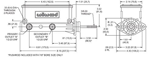Wilwood Aluminum Tandem Master Cylinders 261-13269-BK