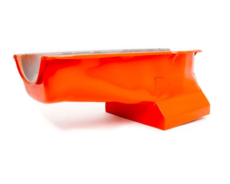 Engine Works 26726 SB Chevy Drag Race Oil Pan, Orange Steel 7 QT., 8-1/4" Deep