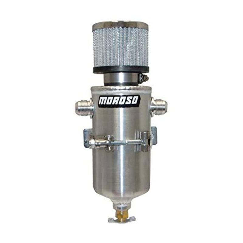 Moroso 85468 Oil Breather Tank Aluminum Natural Dual -10 AN 180 Degrees Apart