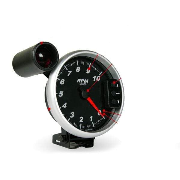 Engine Works 7901BSL Black 5" Memory Recall Tachometer With Shiftlite