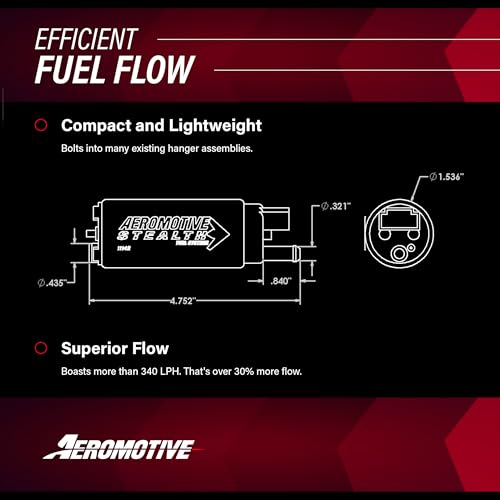 Aeromotive 11542 Fuel Pump (340 Series Stealth In-Tank, Offset Inlet, Inline W/Outlet)
