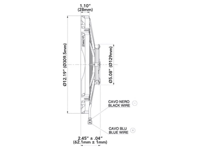 Spal 30101502 Pusher Fan (11In Medium Profile ; For Use W/ 20Amp Fuse at 13V), 1 Pack
