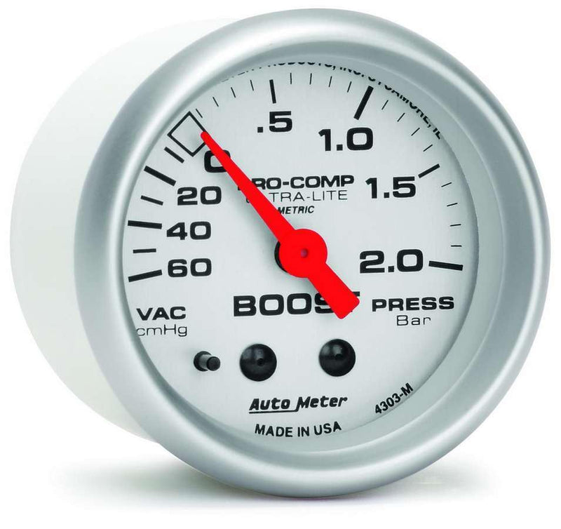 Auto Meter 4303 Ultra-Lite Mechanical Boost/Vacuum Gauge, 2.3125 in.