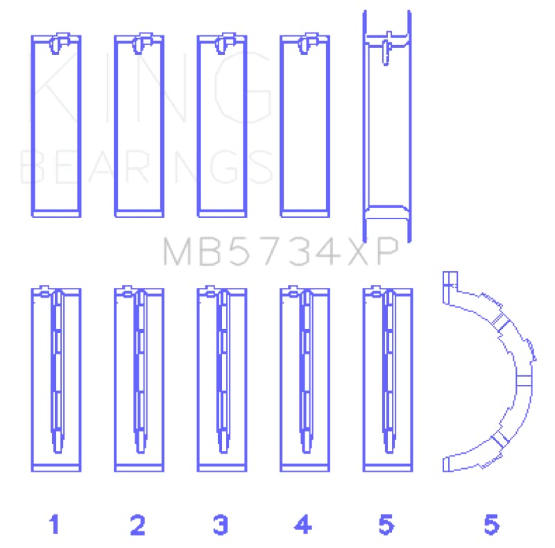 King MB5734XP Crankshaft Main Bearings FORD 302 CID