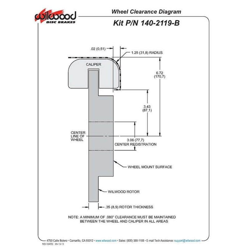 Wilwood 140-2119-BD Forged Dynalite Rear Drag Brake Kit Rear End: Big Ford New