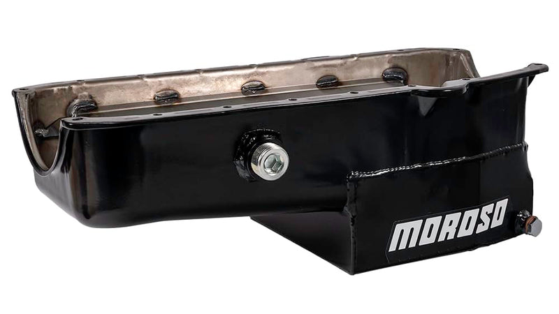 Moroso 21322 Oil Pan Circle Track Rear Sump Steel Black 7 qt. Chevy Small Block