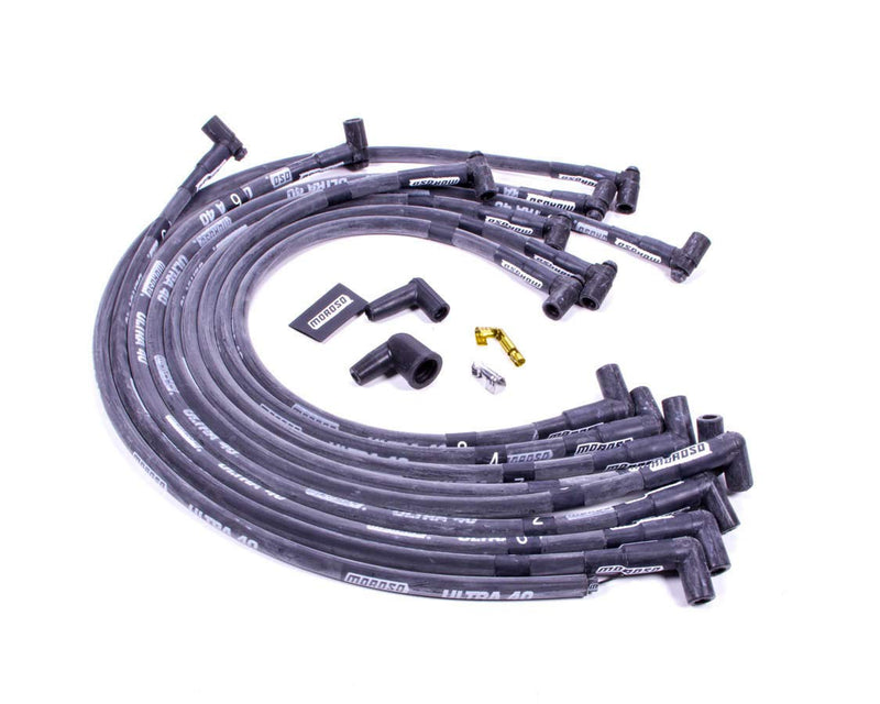 Moroso 73817 Spark Plug Wires Ultra 40 Spiral Core 8.65mm Black 90 Degree Boots