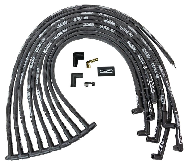 Moroso 73820 Ultra 40 Race Ignition Wire Set, Black 90° Boot - Chevy