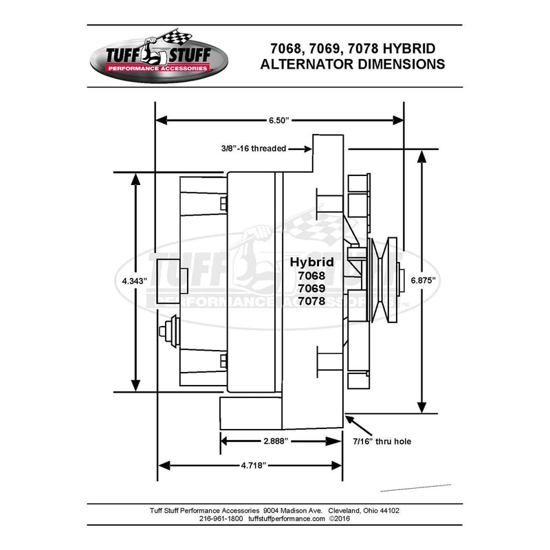 Tuff Stuff Performance High-Amp Output Alternators 7068RD