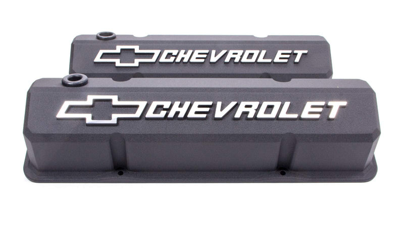 Proform 141-921 Slant-Edge Valve Covers Chevy Bowtie, Black Crinkle