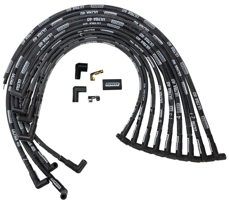 Moroso 73818 Ultra 40 Black Plug Wire Set, Chevy