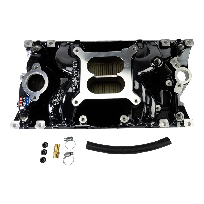 Edelbrock 7516-BP Intake Manifold Performer RPM Air Gap Dual Plane Aluminum