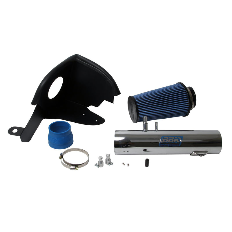 BBK Performance 1778 Air Intake Cold Air Induction Blue Filter Chrome Steel Tube