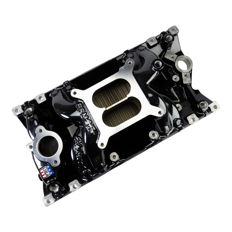 Edelbrock 7516-BP Intake Manifold Performer RPM Air Gap Dual Plane Aluminum