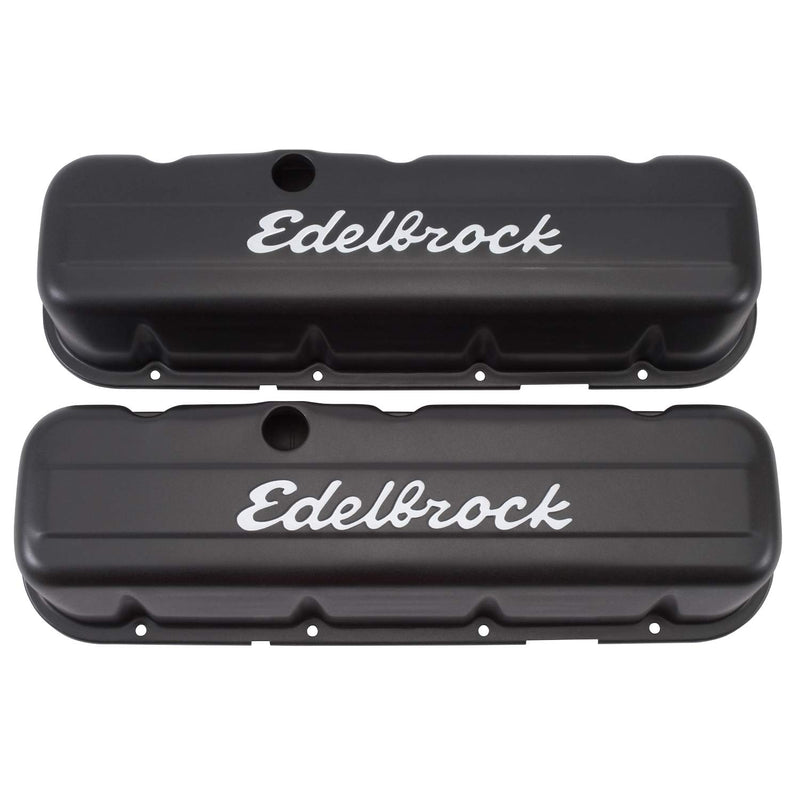 Edelbrock 4683 Valve Covers Signature Series Tall Steel Black Powdercoated