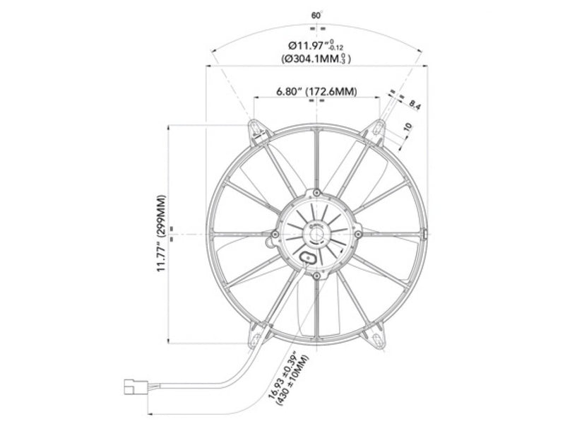 Spal 30102054 Puller Fan (11In High Performance ; For Use W/ 30Amp Fuse at 13V), 1 Pack