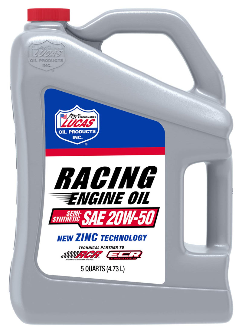 Lucas Oil 10378 Semi-Synthetic Racing Only Motor Oil SAE 20W-50 - 5 Quart