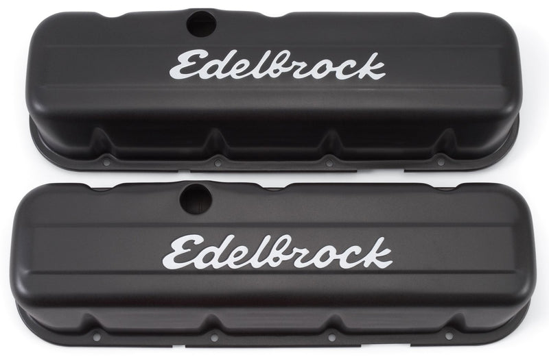 Edelbrock 4683 Valve Covers Signature Series Tall Steel Black Powdercoated