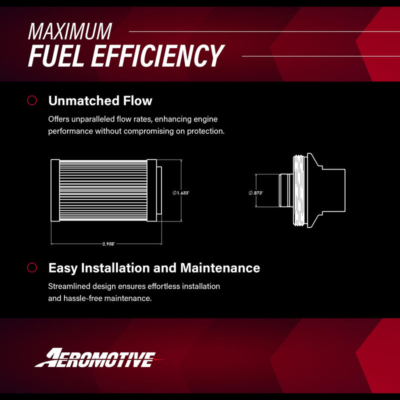 Aeromotive 12347 Filter, In-Line, 10-Micron Fabric Element, 2" OD
