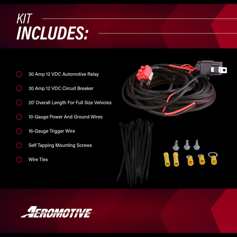 Aeromotive 16307 Fuel Pump Wiring Kit, Premium Heavy Duty