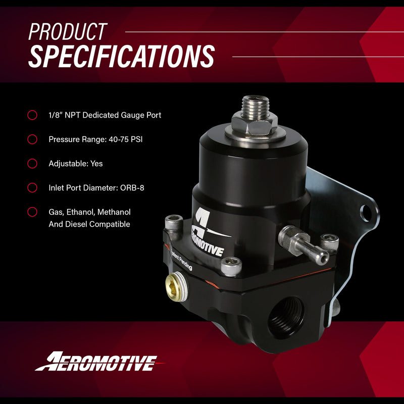 Aeromotive 13139 Regulator, New A1000, Adjustable, EFI, (2)-8 Inlets, (1) -6 Return