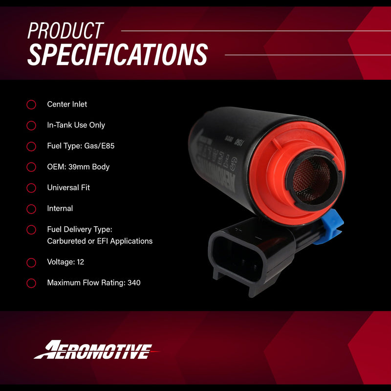 Aeromotive 11540 Fuel Pump (340 Series Stealth In-Tank, Center Inlet)
