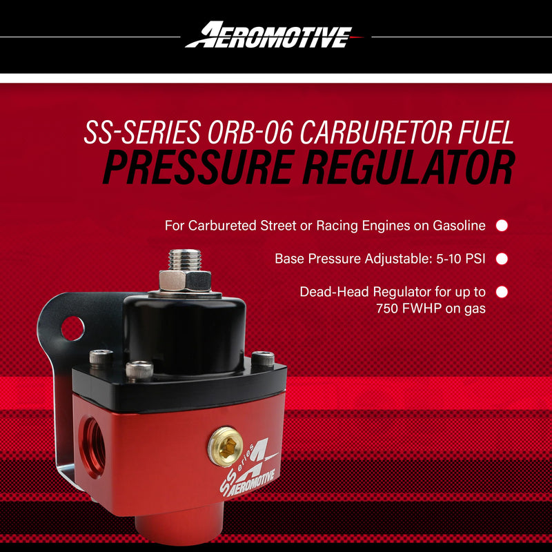 Aeromotive 13201 Ss-Series orb-06 Carburetor Regulator - Adjustable 5-10 psi