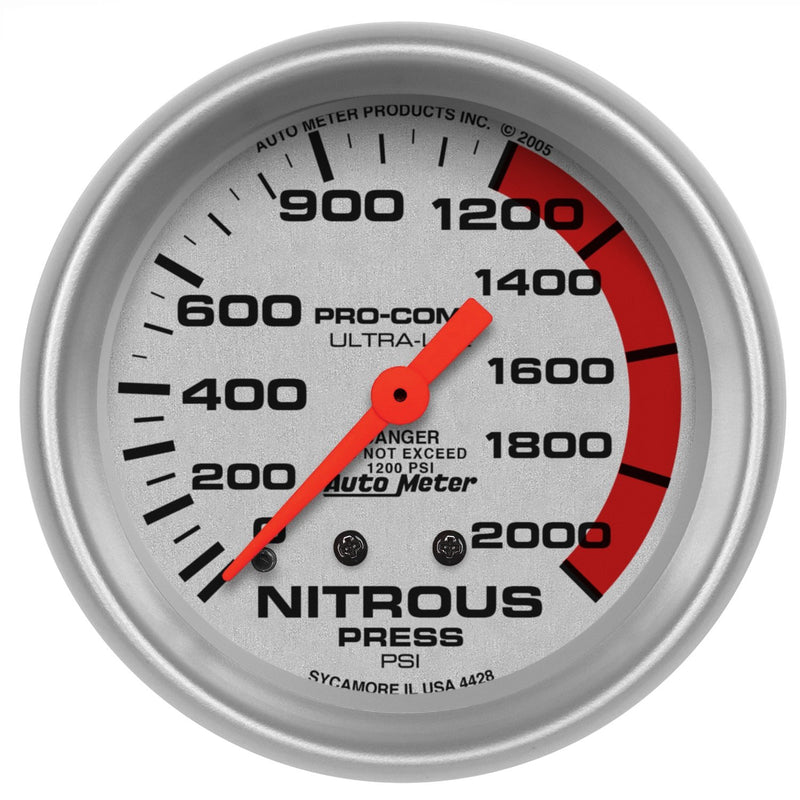 Auto Meter 4428 Ultra-Lite Mechanical Nitrous Pressure Gauge,2.625 in.