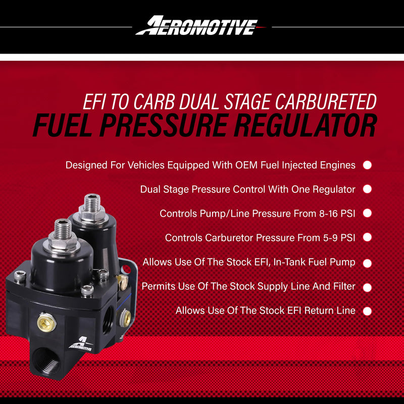 Aeromotive 13220 EFI to Carb Conversion Fuel Pressure Regulator, 5-10 psi