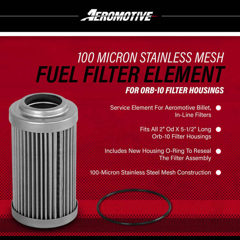 Aeromotive 12604 100-M Stainless Element: ORB-10 Filter Housings