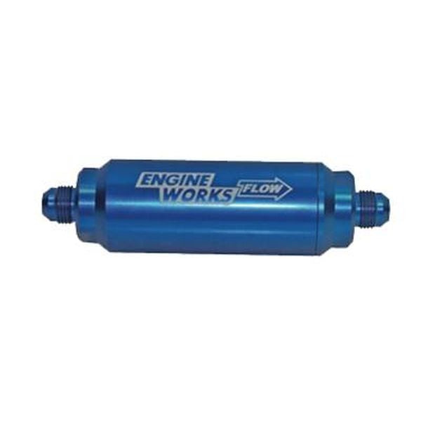 Engine Works 42740-BLUE Billet In-Line Fuel Filter, 2-1/2" Length 04AN - Blue