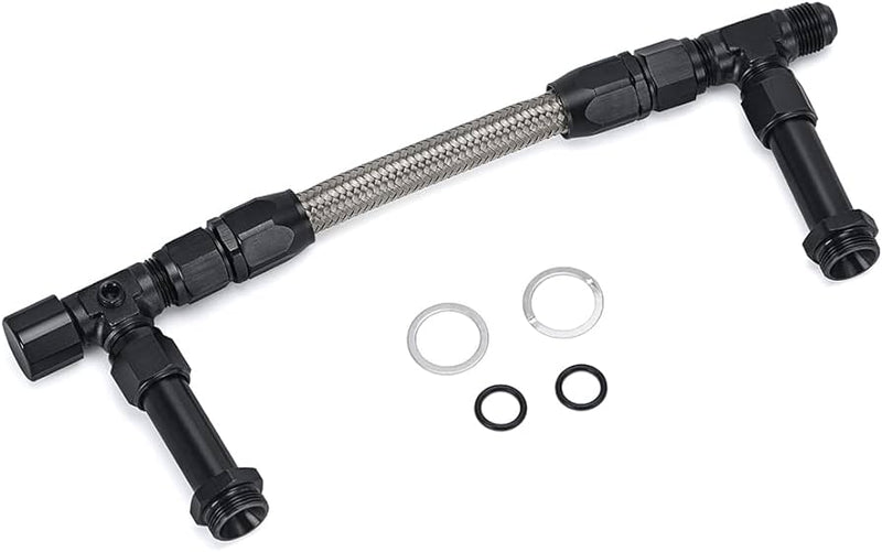 Engine Works 83148B Dual Feed Fuel Line, Holley Ultra Dominator -08AN, Black