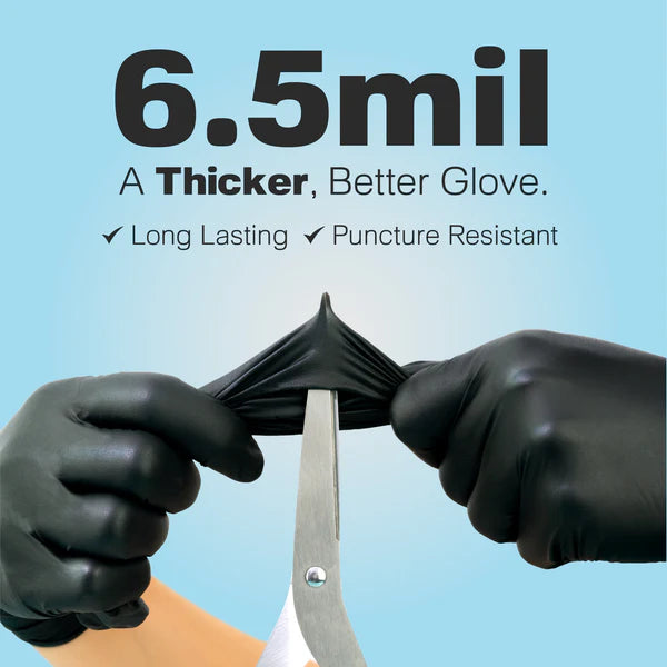 Raxwell RXE20234-B RX PRO Black Nitrile Gloves, 6.5mil, 1-Box (100 CT.) - X-Large