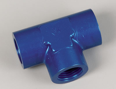 Aeroquip FCM2150 Fitting Adapter Female Pipe Tee 1/8 in. NPT Aluminum Blue