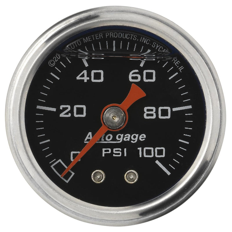 Autometer 2174 Autogage Fuel Pressure Gauge 1-1/2", 0-100 psi, Mechanical - Black