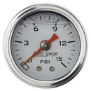 Autometer 2175 Autogage Fuel Pressure Gauge 1-1/2", 0-15 psi, Mechanical - White