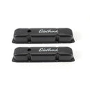 Edelbrock 4493 Valve Covers Signature Series Stock Height Steel Black Powdercoat