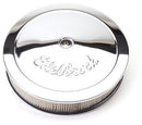 Edelbrock 1221 Pro-Flo Chrome 14" Round Air Cleaner With 3" Paper Element (Deep Flange)