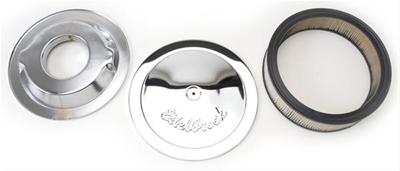 Edelbrock 1221 Pro-Flo Chrome 14" Round Air Cleaner With 3" Paper Element (Deep Flange)
