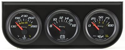 Equus E6200 6000 Series 2" Volt Triple Gauge Kit, Black