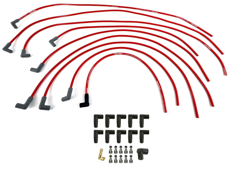 Engine Works 16402 Universal 8.5mm Spark Plug Wire Set, Red - 90 Boot