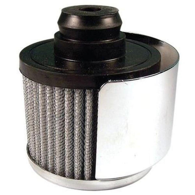 Engine Works 27516 Valve Cover Breather Push-In Round Steel Chrome with Shield