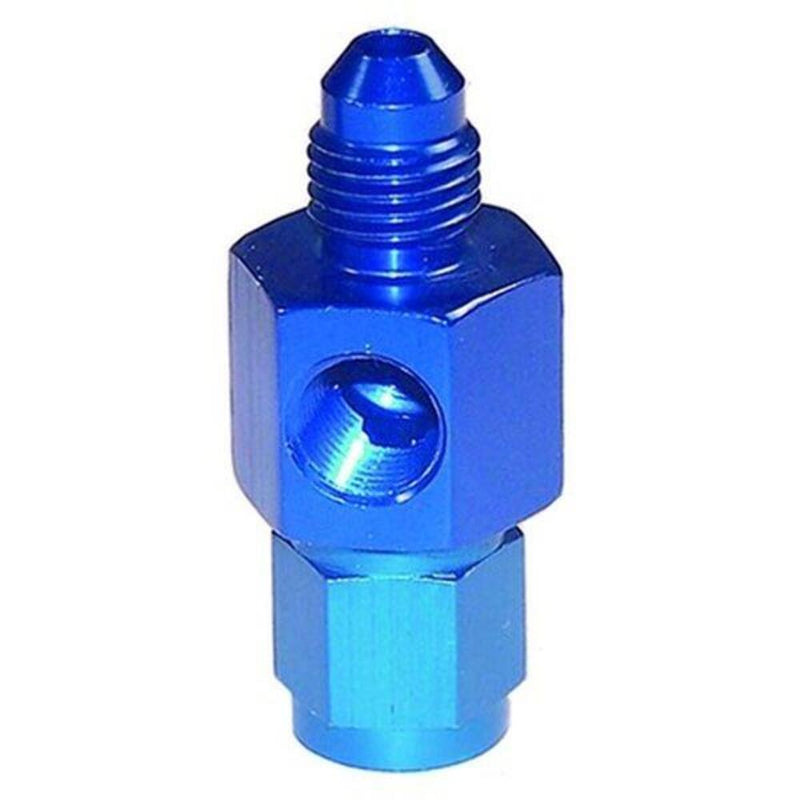 Engine Works 42004 Fitting Pressure Gauge Adapter Straight Aluminum Blue -4 AN M