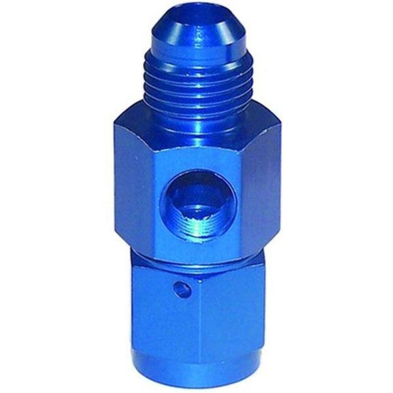 Engine Works 42006 Fitting Pressure Gauge Adapter Straight Aluminum Blue -6 AN M