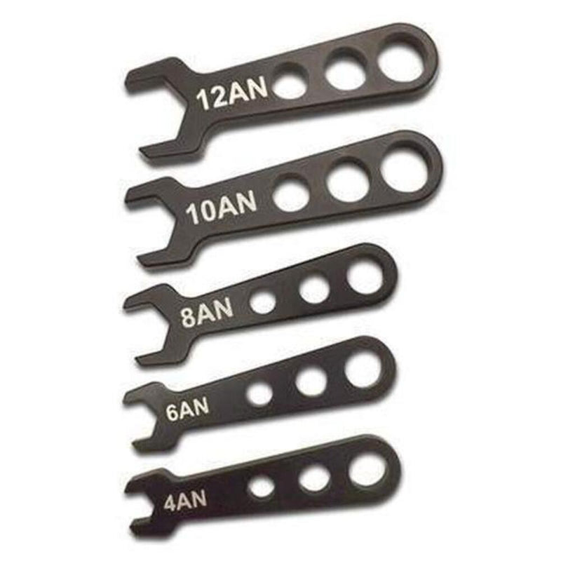 Engine Works 560200 AN Wrench Kit 5-Piece Aluminum Black Anodized -4 AN through